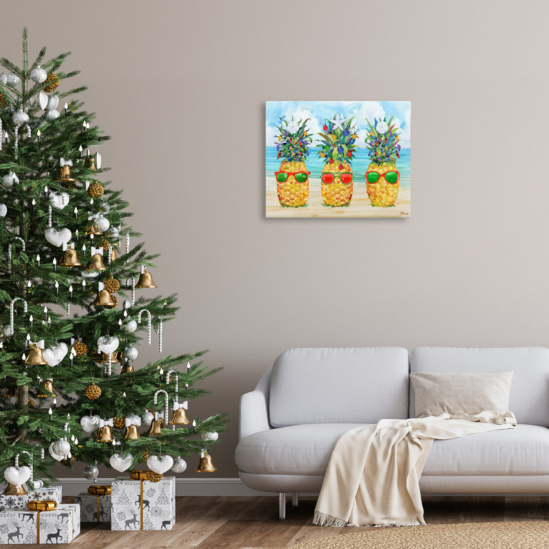 Art mural sur toile, ananas de Noël par Paul Brent, H 24 po x l 30 po
