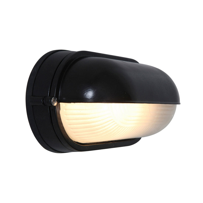 Yockey - Wet Location Bulkhead - Frosted Glass Shade - Replaceable LED, Black