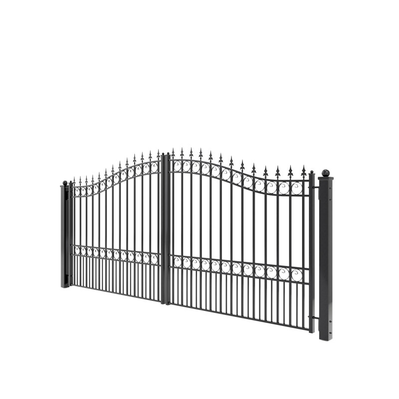Barrière d'allée en acier à double battant - style LONDRES , L 12 pi x H 8 pi