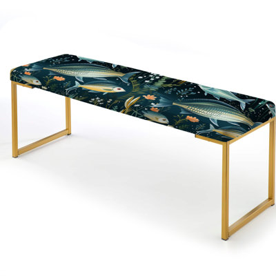 Coastal Zebra Fish Zenith Coastal Pattern - Coastal Upholstered Gold Bench