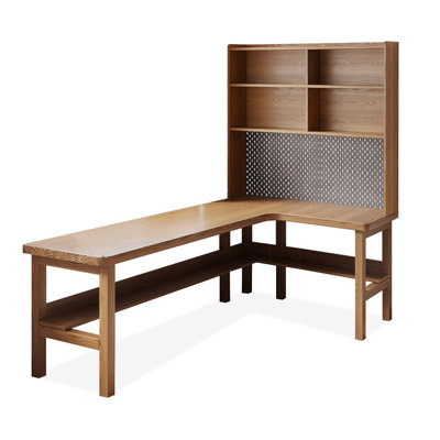 Bureaux en bois massif en L Burlywood