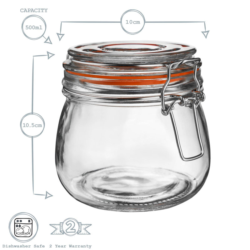 Argon Tableware - Glass Storage Jars, Clear/Orange