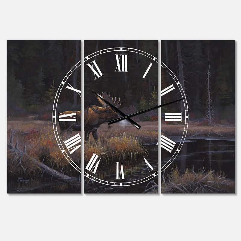 Horloge murale surdimensionnée à 3 panneaux Evening Light