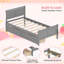 Structure de lit double avec tiroirs de rangement, lit plateforme en bois avec tête de lit gris-129619114-129619118