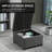 Ottoman with Storage, Slate Gray Tufted Fabric | Eucalyptus Wood Frame | Secure Hinge | Living Room/Entryway/Bedroom | Wood | Black