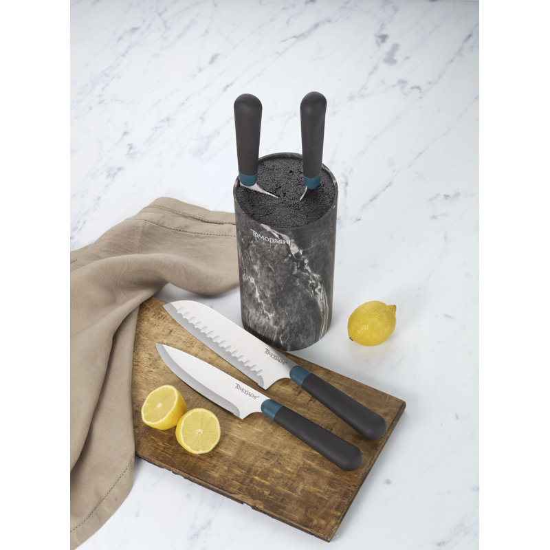 Hampton Forge Keen Black Marble 5-Piece Bristle Cutlery Block Set