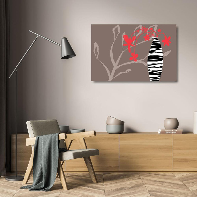 Art sur toile tendue par Red Barrel Studio®, Naskrent Delores Gallery, Red Flowers in a Vase, H 17 po x l 24 po