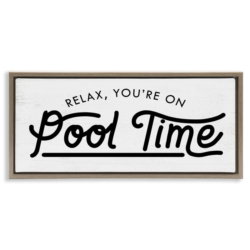 «Pool Time Summer Summer», grain brun, toile encadrée par Daphne Polselli, H 11 po x l 25 po, Cadre flottant orme Montalcino