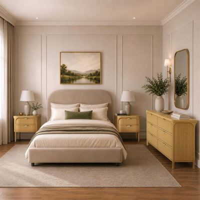 Park Contemporary 3-Piece Dresser and Nightstand Set in Natural