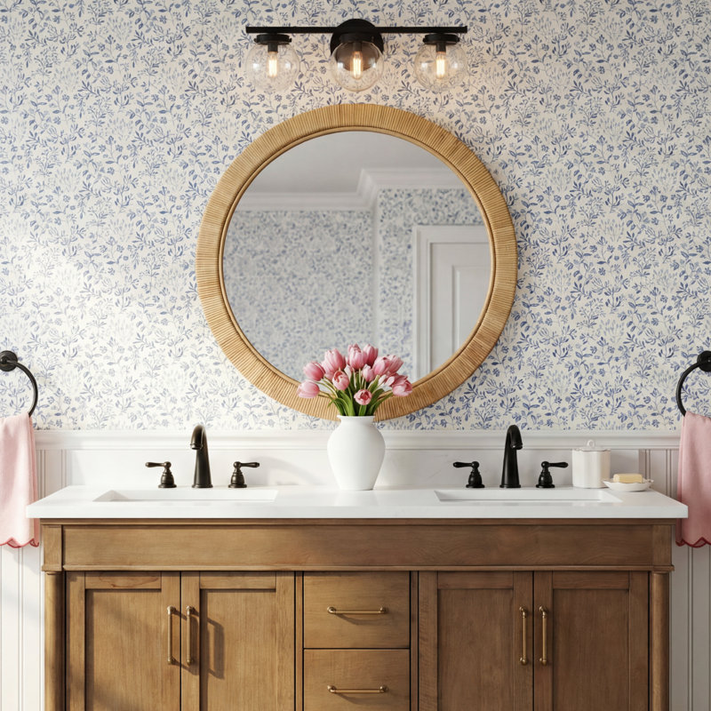 Finian 3-Light Dimmable Steel Vanity Light, Clear, Matte Black