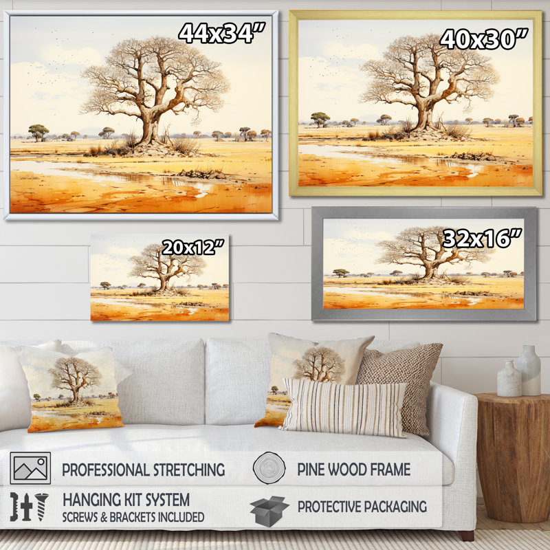 " Desert Baobabs Resistance I ", Black Floater Frame, 12" H x 20" W x 1" D