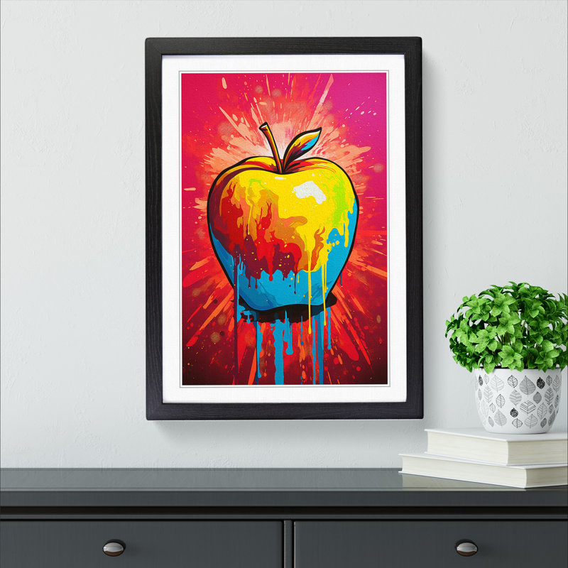 Apple Pop - Framed Print, Black , 34cm H x 25cm W x 2cm D