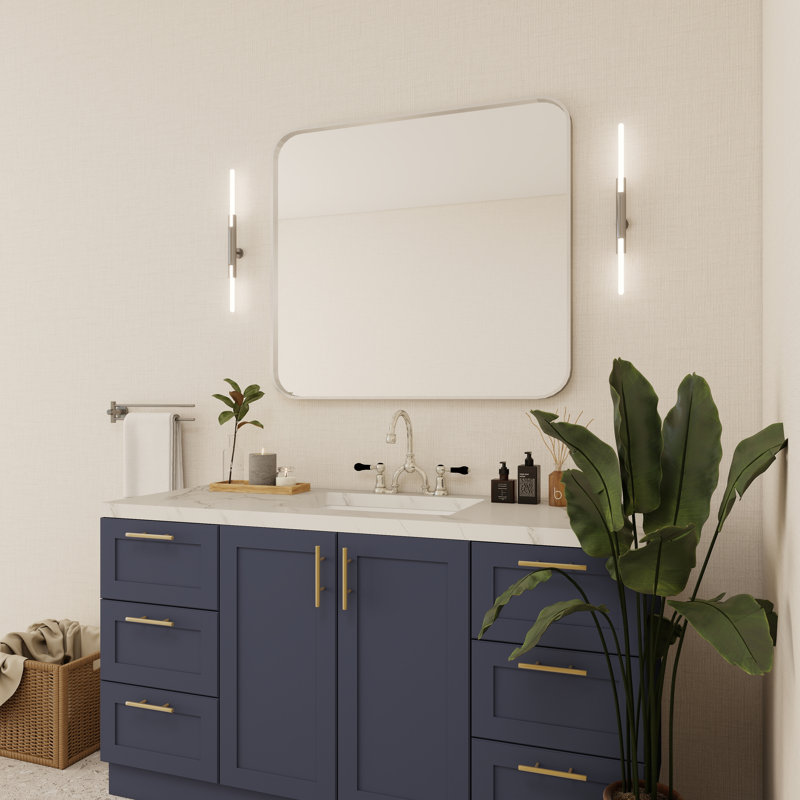 Élégant miroir encadré en aluminium avec coin arrondi pour une décoration intérieure élégante, Argent argent, Rectangulaire