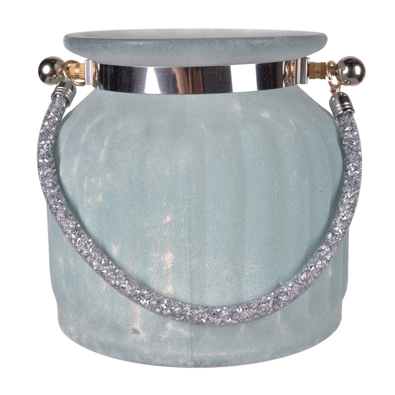 Vase de table dépolie en verre et métal Carmel, H 6 po x l 6 po x P 6 po, Orange