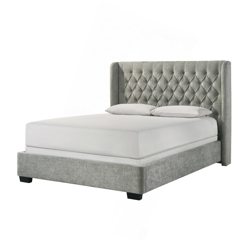 Tête de lit tapissier 1pc, Gris, Très grand lit