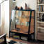 Noir + brun massif + bois manufacturé + vitrines en fer