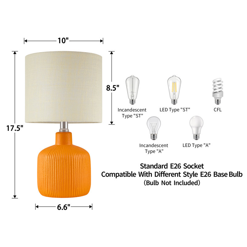 17.5" Ceramic Table Lamp, Painted Orange