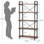 Bibliothèque 63 pouces à 5 niveaux en métal industriel brun rustique pour le salon, le bureau et la cuisine, maximisez l'espace avec style et stabilité