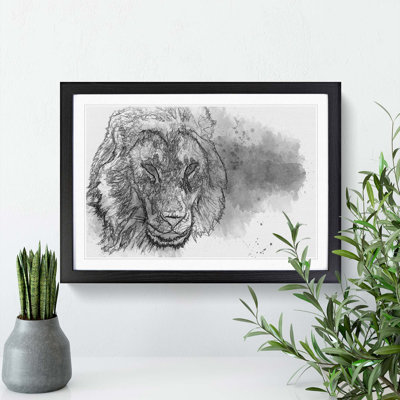 Portrait of a Lion in Abstract - Picture Frame Graphic Art Print