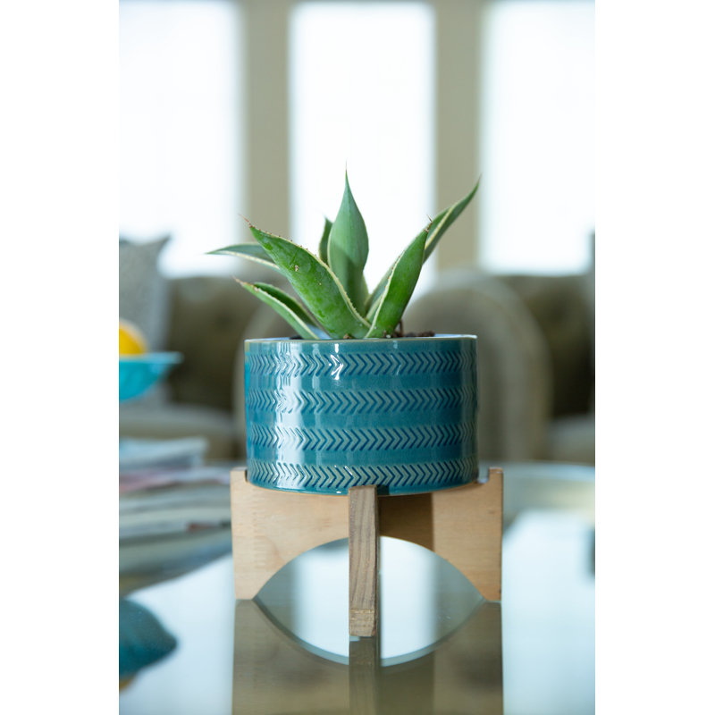 Pot de fleurs en céramique, Bleu sarcelle