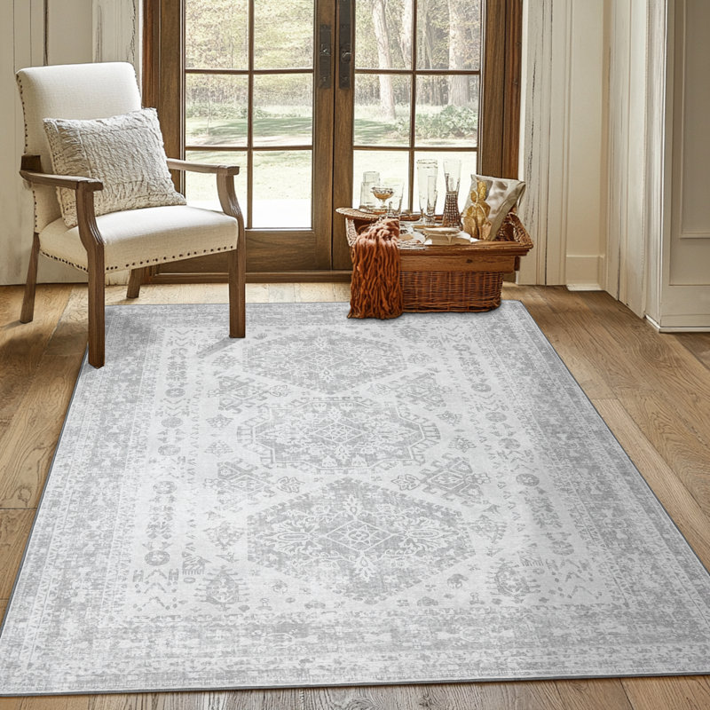 Tapis gris antidérapant Agora, Rectangle 5 pi x 7 pi