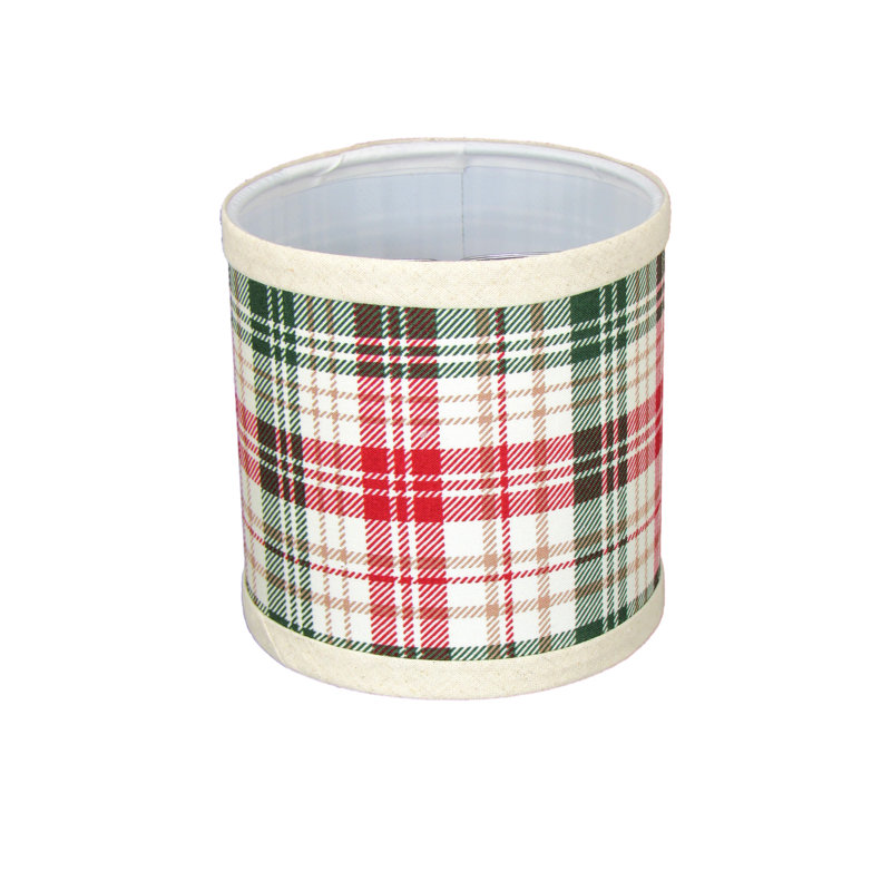 Abat-jour de bougie 5 po en tartan crème rouge et vert