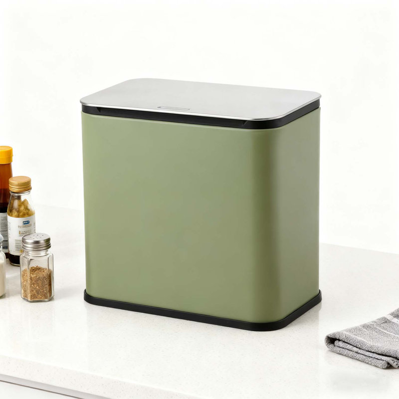 Poubelle suspendue en acier inoxydable 1,3 gallon / 5 L avec couvercle et seau intérieur pour comptoir ou sous l'évier, salle de bain, chambre à coucher, armoire