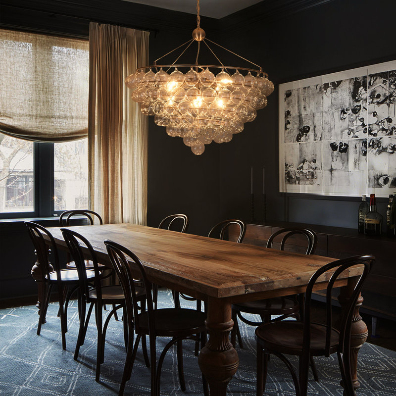 8 - Light Clear Glass Bubble Dimmable Chandelier
