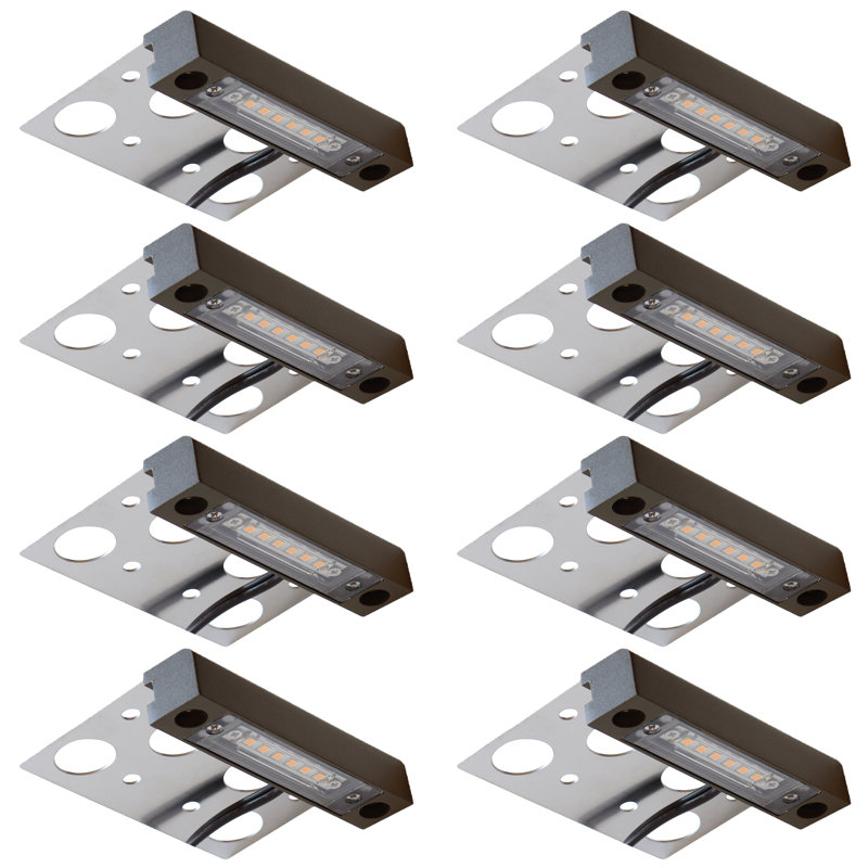 Dark Bronze/Silver Low Voltage Integrated LED Metal Step Light Pack