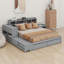Lit plateforme en bois avec espace de rangement multifonctionnel, table de chevet, 2 tiroirs, ports USB et bureau-542049913