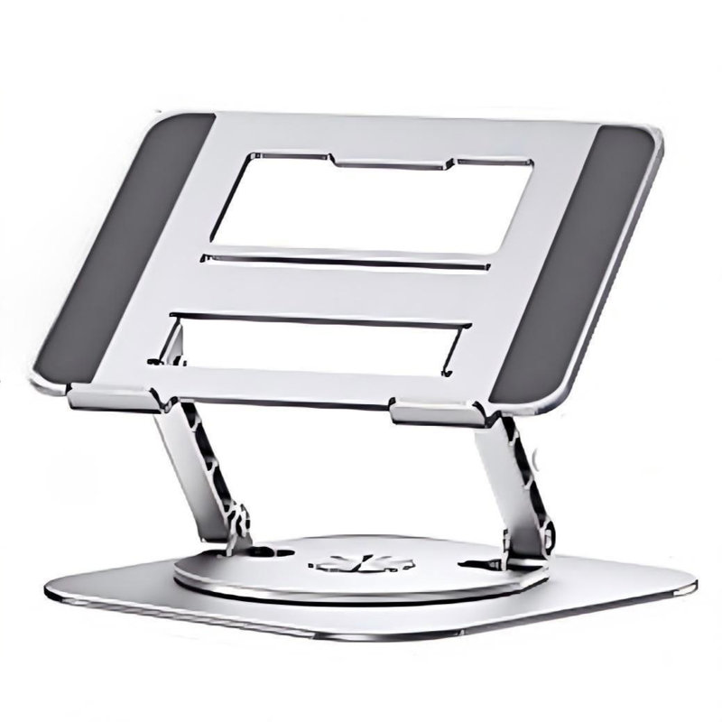 Adjustable Computer Stand With 360 Rotating Base, Ergonimic Foldable Laptop Riser, Silver, Silver
