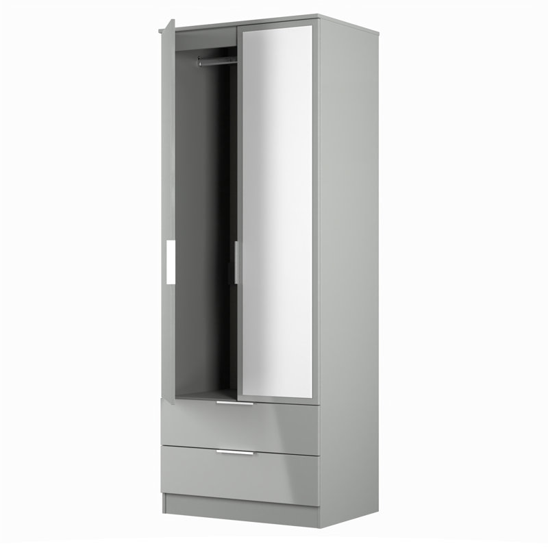 Biniam Manufactured Wood Wardrobe, Uniform Grey/Dusk Grey