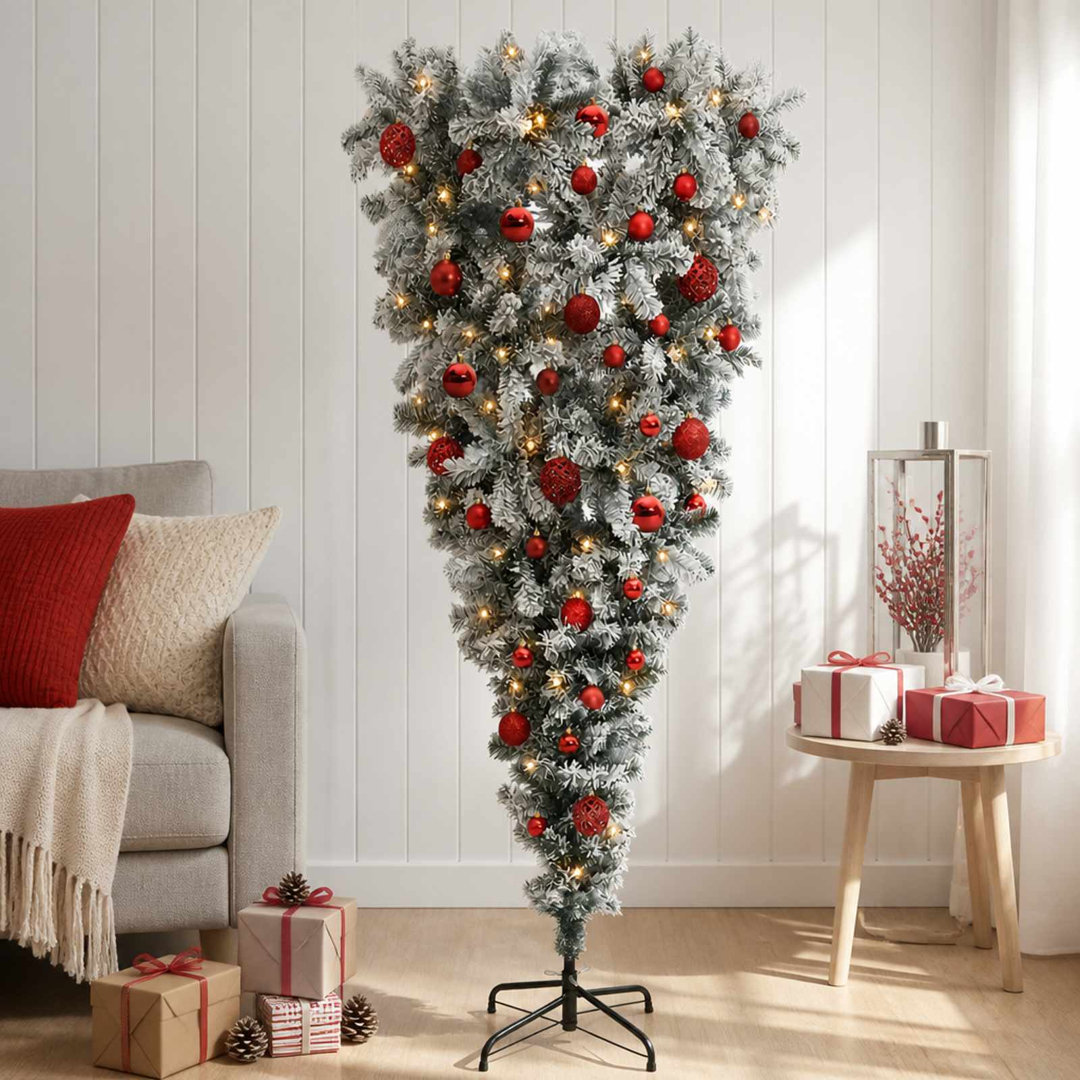 Vidaxl Upside-Down Artificial Hinged Christmas Tree 150 Cm 150 Leds - Image 3