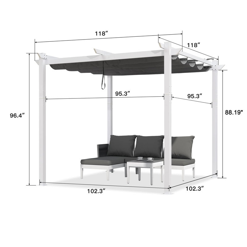 3m x 3m Aluminium Pergola, Grey