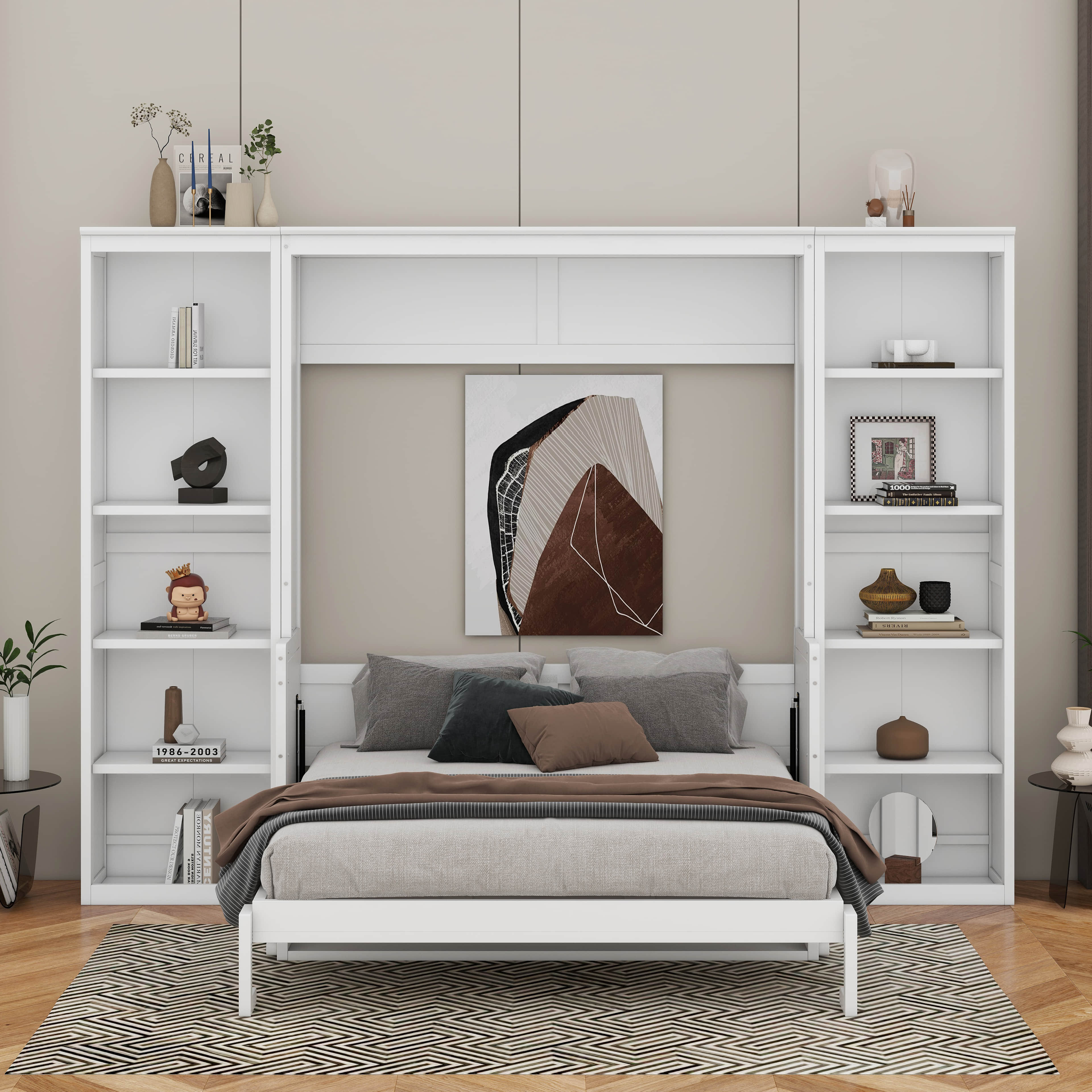 Hokku Designs Full Murphy Bed With Desk And Bookshelf - Wayfair Canada