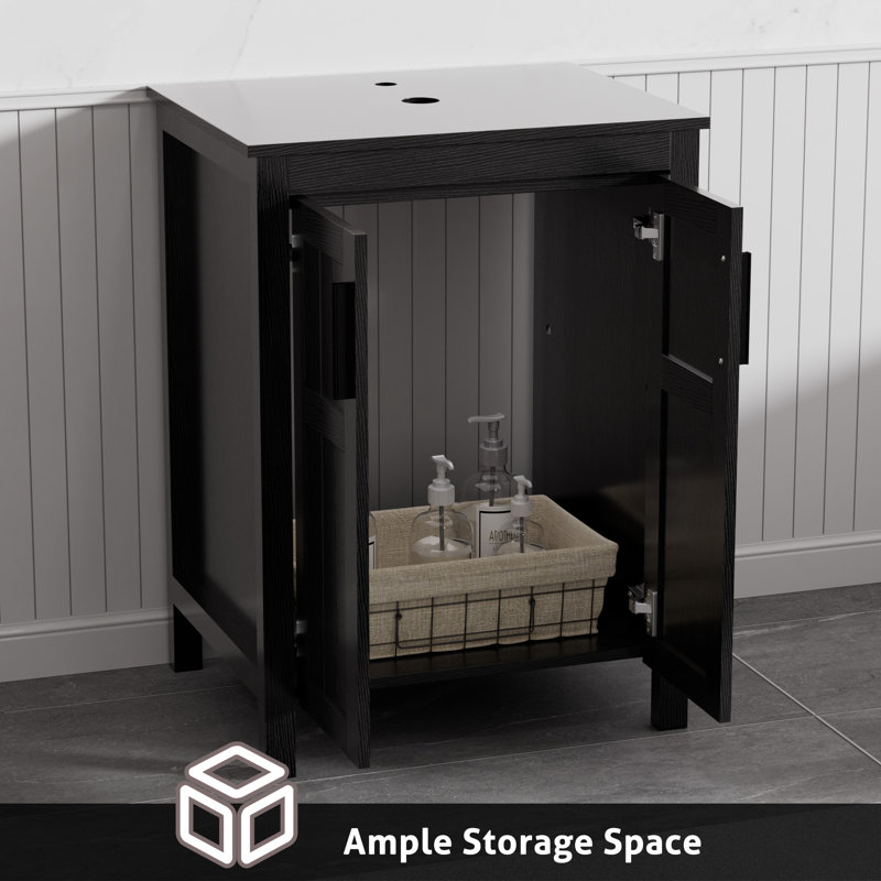 Meuble-lavabo simple 24 po avec lavabo vasque et robinet, Blanc