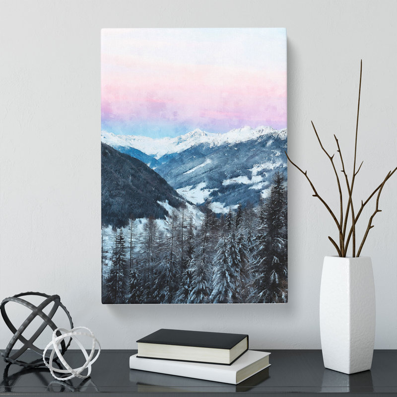 Pink Sky Over The Mountains In Italy - Wrapped Canvas Print, 50cm H x 35cm W x 3cm D