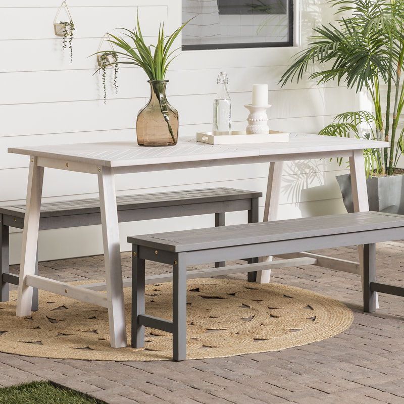 Ensemble de salle à manger rectangulaire en acacia Harbison, Gris délavé
