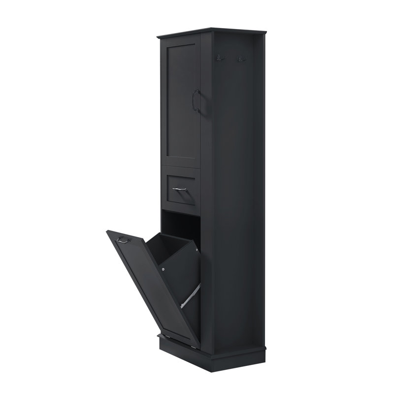 Grande armoire de rangement moderne - compartiment inclinable, tablettes réglables, Noir mat