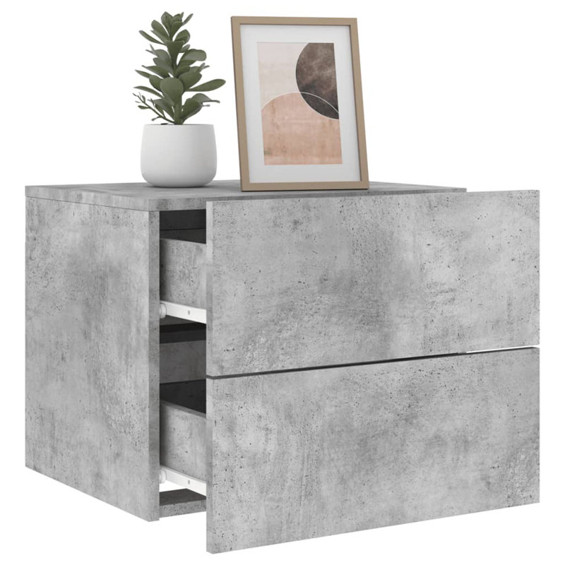 Bonts 50cm W Bedside Table, Concrete Grey, Individual
