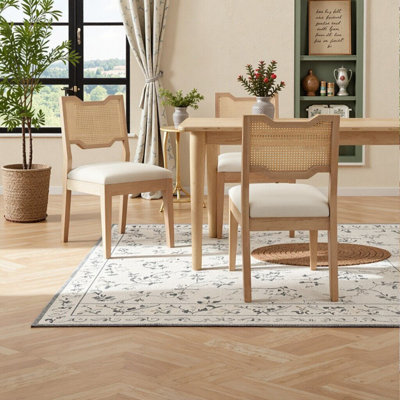 28" Barstools Set Of 2, Upholstered Iron Counter Stools With Rattan Backrest