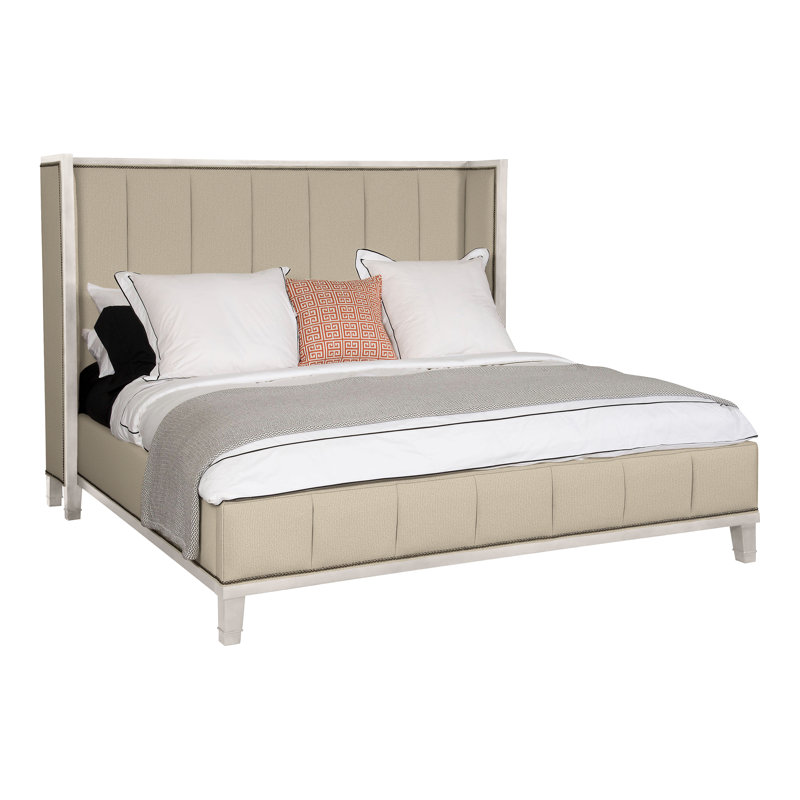 Mattingly Michael Weiss King Upholstered Panel Bed, Casa Blanca, Tuck Linen, Yes