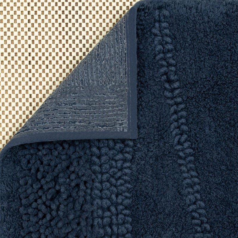 Laverne High/Low Stain/Fade Resistant Non-Slip Machine Washable Bath Mat, 24" W x 60" L, Twilight