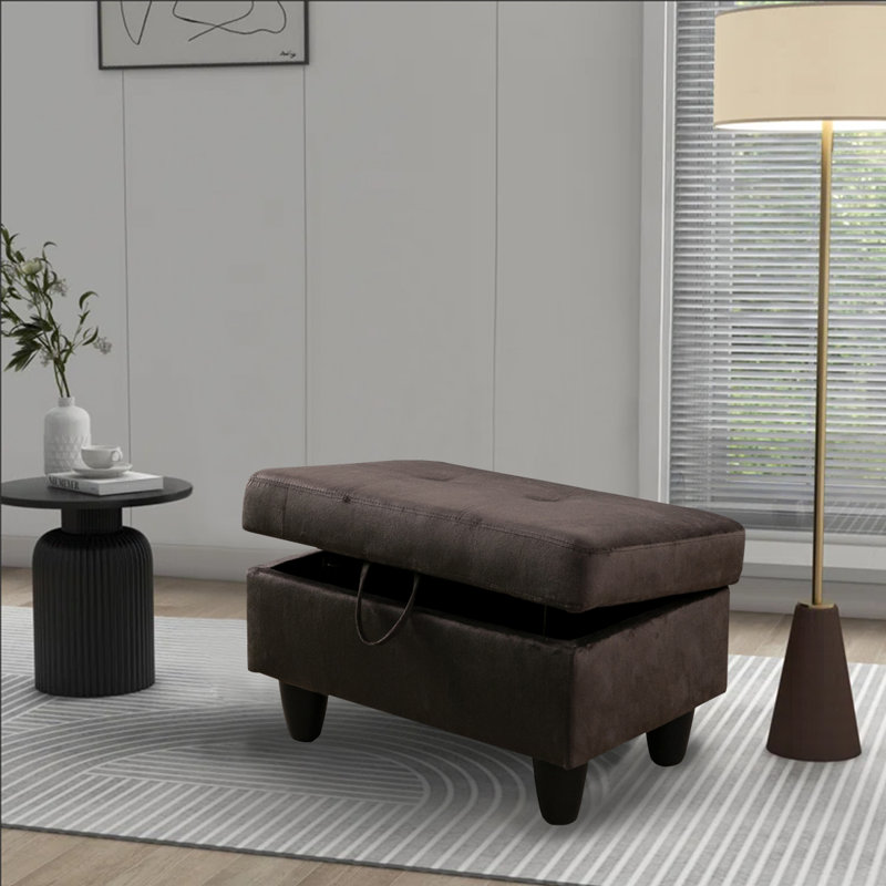 Upholstered Ottoman, Black Chocolate