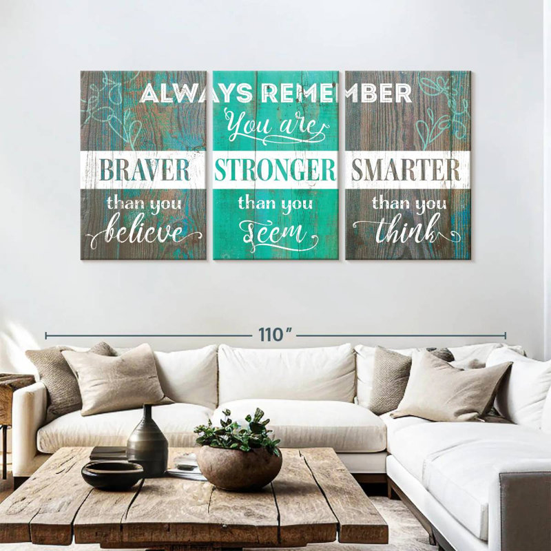 Impression sur toile Braver Stronger Smarter, H 45 po x l 92 po x P 1,25 po
