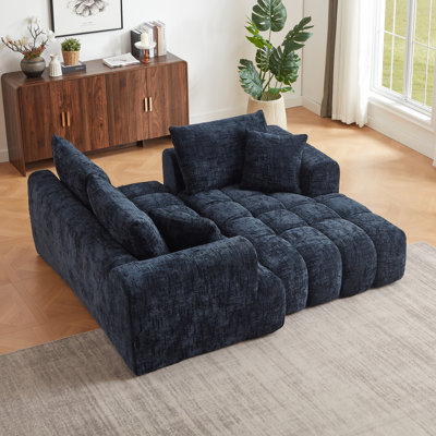 Canapé modulaire surdimensionné en L Chenille, design minimaliste, canapé-lit confortable pour les salons, les appartements et les espaces de réception