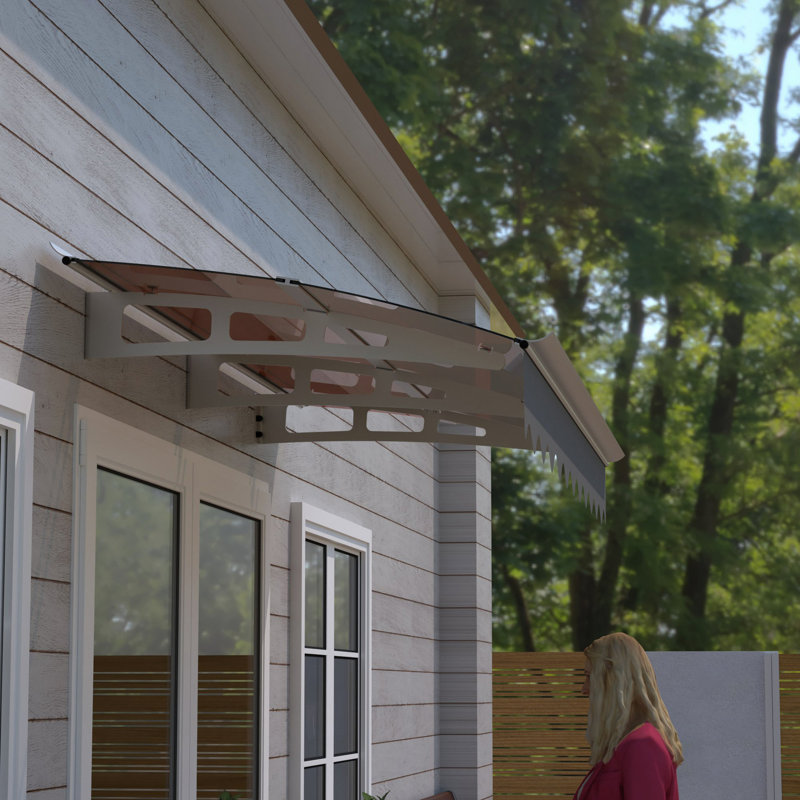 Window Awning Canopy Made Of 0.137Inch Thick Solid Polycarbonate Sheet With Valance For Masonry Concrete Wall House Only.,Sunshade Conapy