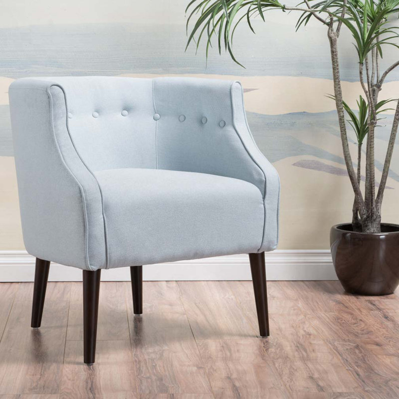 Fauteuil demi-tonneau Kamdyn, Tissu bleu clair