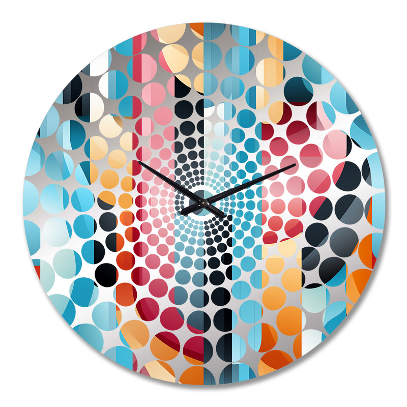 Horloge murale rayée bleu et rose, Grand