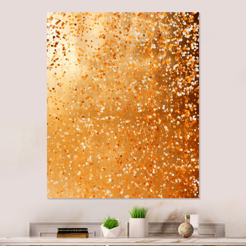 «Golden Dot Sunset Reverie II», art mural abstrait en métal, H 40 po x l 30 po x P 1,5 po